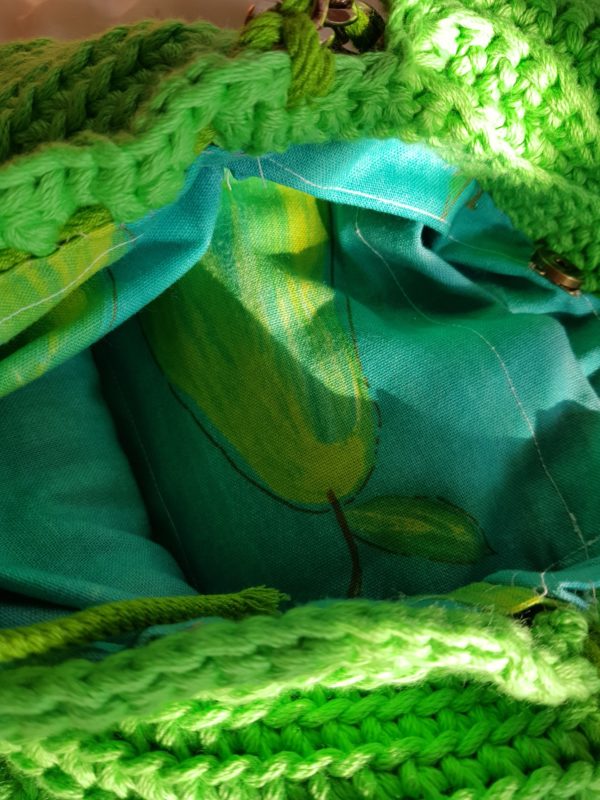 Detalle del interior del forro del bolso Mentón.